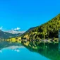 Jezero Resia, potopljeno selo Graun, Južni Tirol, Reschenpass, Vinschgau dolina, umjetno jezero Italija, toranj crkve u jezeru, Resia Italija, Lake Resia, flooded village Graun, South Tyrol, Reschenpass, Vinschgau valley, artificial lake Italy, church tower in lake, Resia Italy