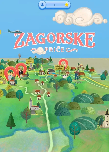 Zagorske priče, Hrvatsko zagorje, interaktivna karta, proširena stvarnost, Zagorje, turistička igra, Klanjec, Tuheljske toplice, Veliko Trgovišće, zagorski velikani, Antun Mihanović, Franjo Tuđman, Antun Augustinčić, Oton Iveković, TZ Biser Zagorja, digitalni turizam, obiteljski izleti, multimedijski sadržaji, igrificirano iskustvo, istraživanje Zagorja